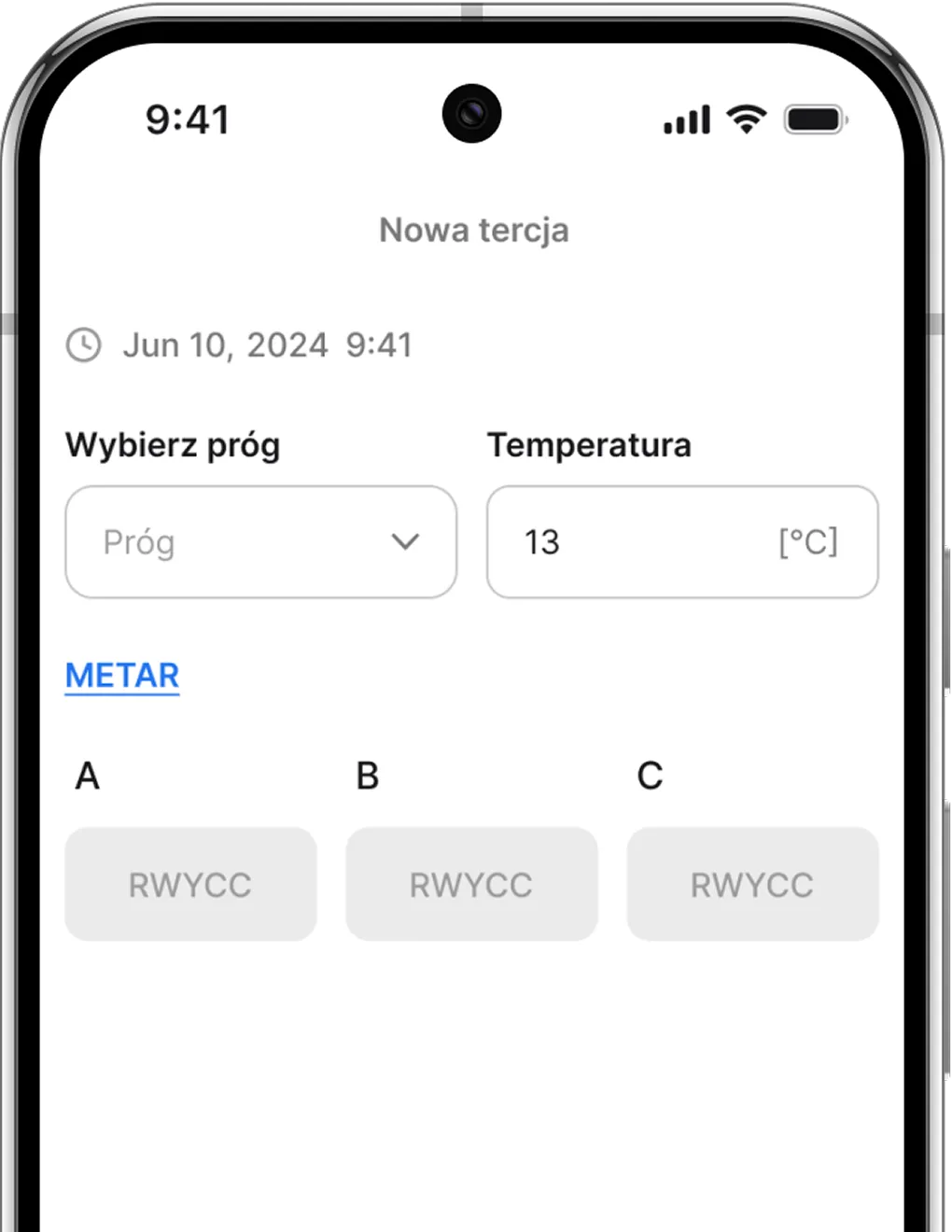 Ekran automatycznego raportowania RCAM